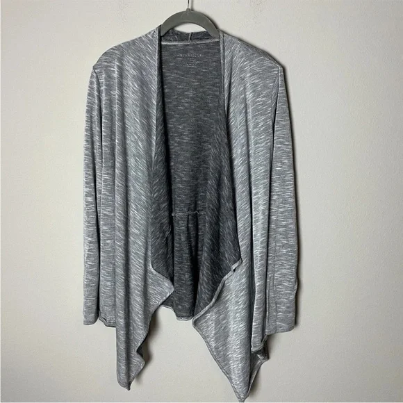 Van Heusen Open Waterfall Cardigan Top Size Large Gray Long Sleeves Casual Work - Picture 2 of 5